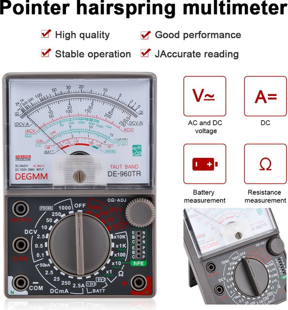 Aideepen DE-960TR Mechanisches Zeiger-Multimeter für Wechselspannung, Strom und Widerstand bei Reparaturarbeiten im Haushalt - Bild 1