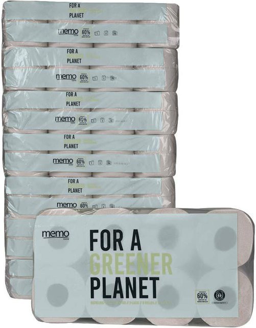 memo Toilettenpapier 3-lagig weiß, 56 Stück (7 x 8 Rollen), Breite: 40 cm - Bild 1