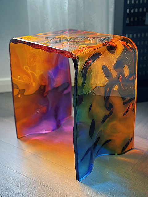 ZJMZYM Transparenter Badezimmer-Waschtischstuhl aus Kunststoff in Mehrfarbig, Moderner Kunststoffhocker für Dusche und Wohnzimmer - Bild 1