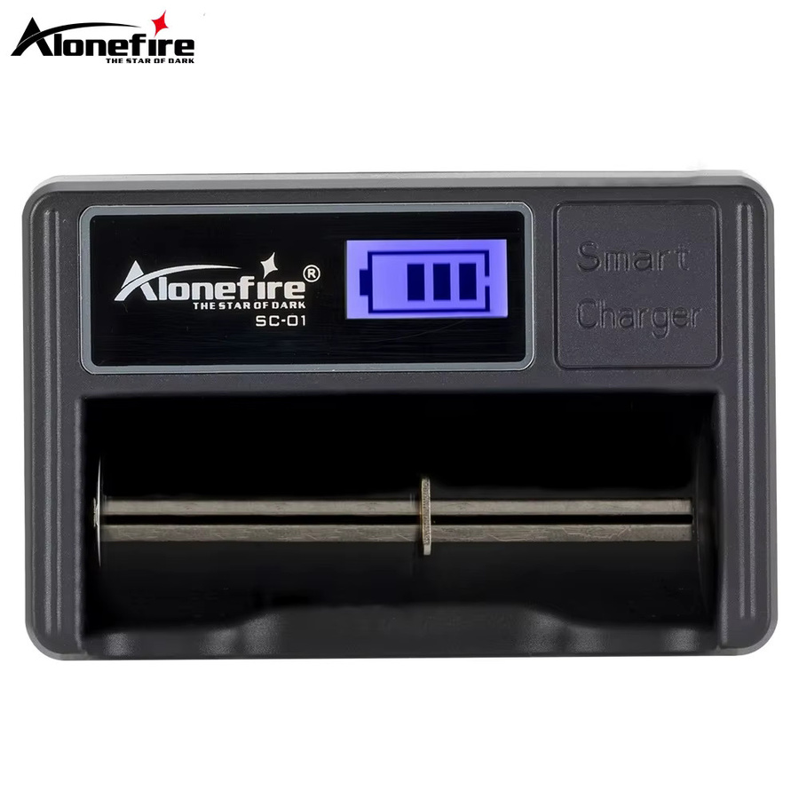 Alonefire LCD USB-Ladegerät für 3,7V Li-Ionen-Akkus, Schwarz - Bild 3