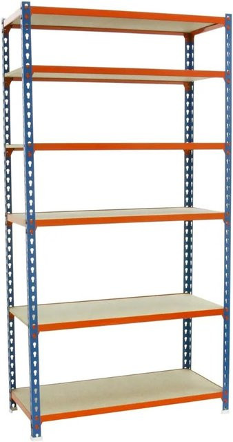 PROREGAL Schwerlastregal Giant Muli mit 6 verstellbaren Fachböden, H x B x T: 250 x 110 x 50 cm, Blau-Orange - Bild 1