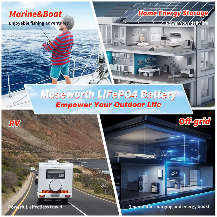 MOSEWORTH LiFePO4 Lithium-Eisenphosphat Batterie mit integriertem BMS in Rot für Wohnmobile und Solaranlagen - Bild 5