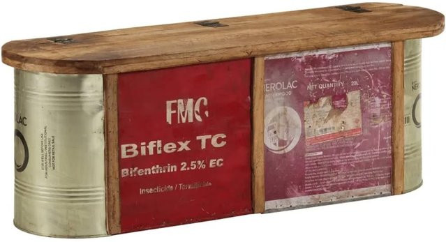 vidaXL Sitzbank mit Stauraum aus massivem Altholz in Braun, B/T/H: 120 x 30 x 40 cm - Bild 1