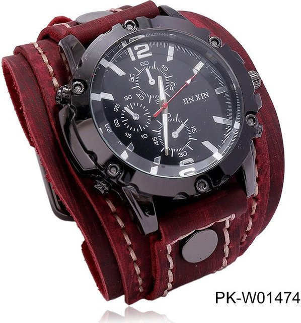 YIRAN Armbanduhr, Analoguhr, Quarz, Leder, Grau, Unisex - Bild 1