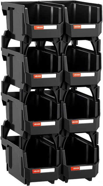 Buying Solutions, MB Stapelbare Kunststoff-Aufbewahrungsboxen mit Etikettenhalter, Schwarz, 8er Pack, B/T/H: 27,6 x 14 x 13 cm - Bild 1