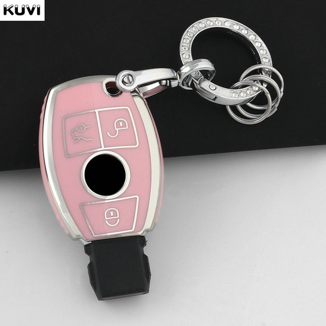 Kuvi TPU Schlüsselhülle für Mercedes Benz Fernbedienung in Pink für A C E S G Klasse GLA CLA GLK GLC CLS W204 W463 W176 W251 W205 AMG - Bild 1