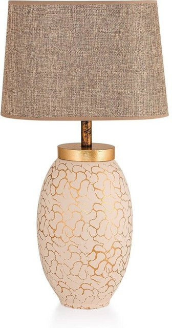 Opviq Tischleuchte aus Keramik in Beige und Gold, E27, B/T/H: 30 x 30 x 55 cm - Bild 1