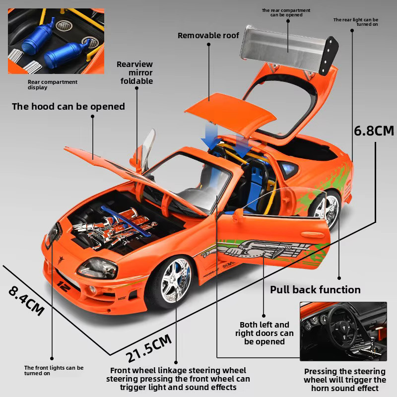 MAKEDA Fast & Furious Supra Sportwagen-Modell, 1:24, mit Licht & Sound, ab 14 Jahren - Bild 2