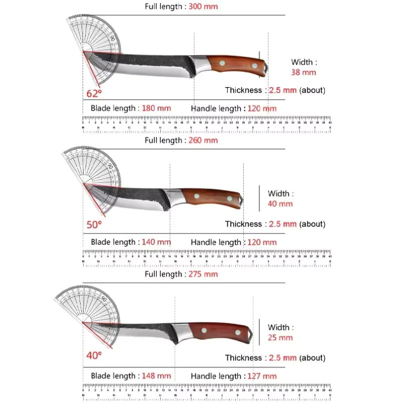 Handgeschmiedetes GuanQi Metzger-Hackmesser mit Holzgriff in Silber - Bild 2