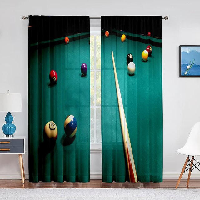 Transparente Stoffvorhänge aus Polyester in Grün, 2er-Set mit Ösen, B: 50 cm, H: 130 cm - Bild 1