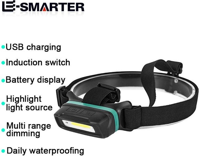 ESMARTER Mini LED COB Arbeits-Scheinwerfer mit Bewegungssensor und Akku, wasserdicht, Schwarz und Weiß - Bild 1