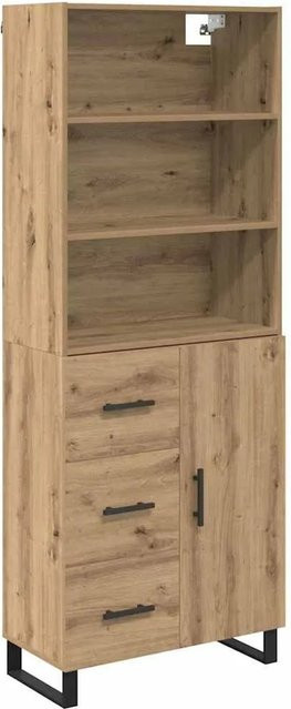 vidaXL Highboard Artisan-Eiche in Braun mit Türen und Schubladen, B/T/H: 69,5 x 34 x 180 cm - Bild 1