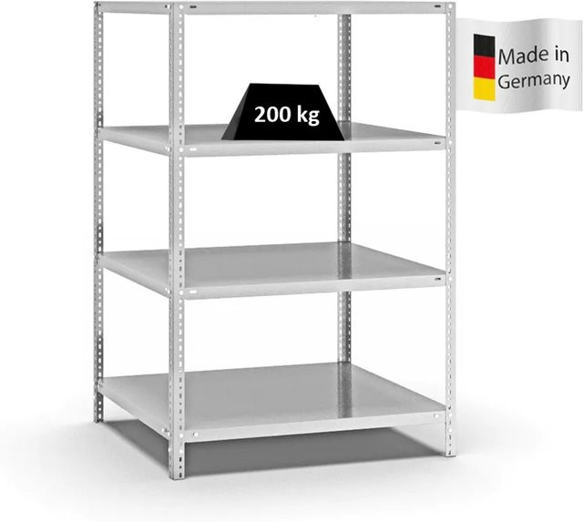 PROREGAL Fachbodenregal Medium-Duty mit 4 Ebenen, Lichtgrau, H x B x T: 150 x 100 x 80 cm - Bild 1