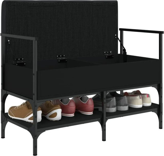 vidaXL Schuhbank Schwarz mit Schuhregal aus Holzwerkstoff und Metall, B/T/H: 85,5 x 42 x 57,5 cm - Bild 1