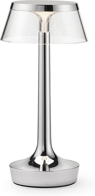 Flos Bon Jour Unplugged LED-Tischleuchte mit Akku in Chrome und Transparent - Bild 1