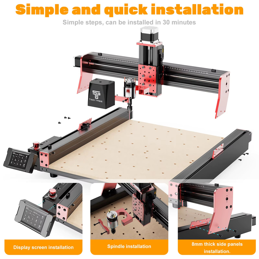 Twotrees TTC450 PRO CNC Router Fräse und Schneidemaschine in Schwarz für Holz, Acryl, PCB, PVC, MDF und Metall - Bild 3