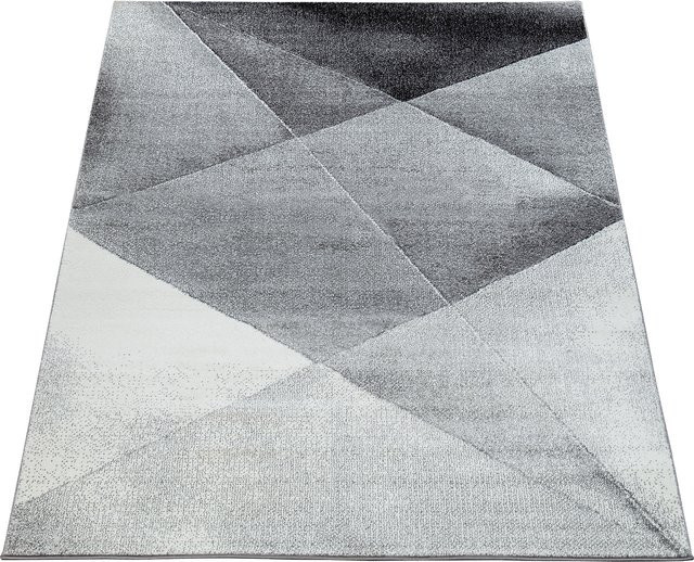 Teppich Echo Grau Geo-Design aus Synthetikfasern, B/T: 70 x 250 cm - Bild 1