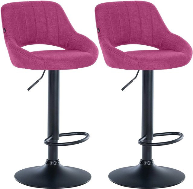 2er Set DELUKE Barhocker SEGAD aus Stoff in Lila mit Lehne und 360 Grad Drehsitz, B/T/H: 47 x 48 x 85 cm - Bild 1