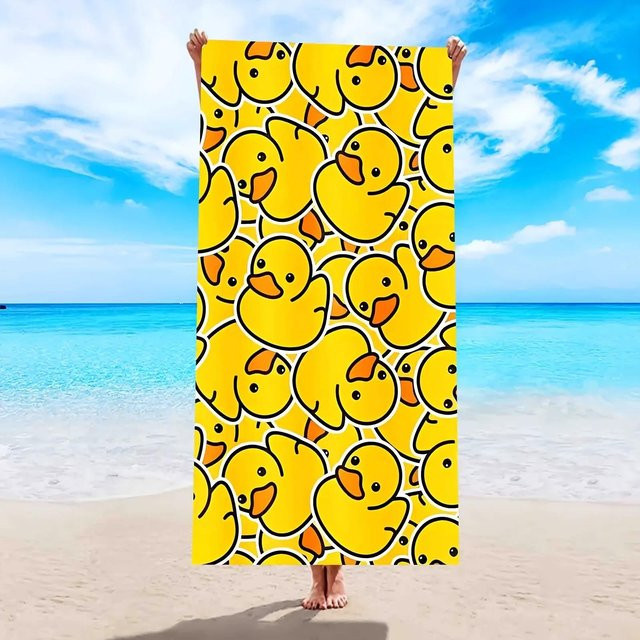 Strandtuch von JMG Household Supplies mit gelbem Gummi-Ente-Print, Farbe: Gelb, B/H: 40 x 70 cm - Bild 1