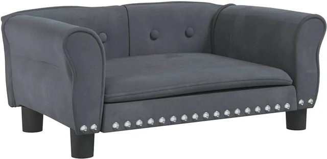 vidaXL Hundebett Sofa aus Samt in Dunkelgrau, B/T/H: 70 x 45 x 30 cm - Bild 1