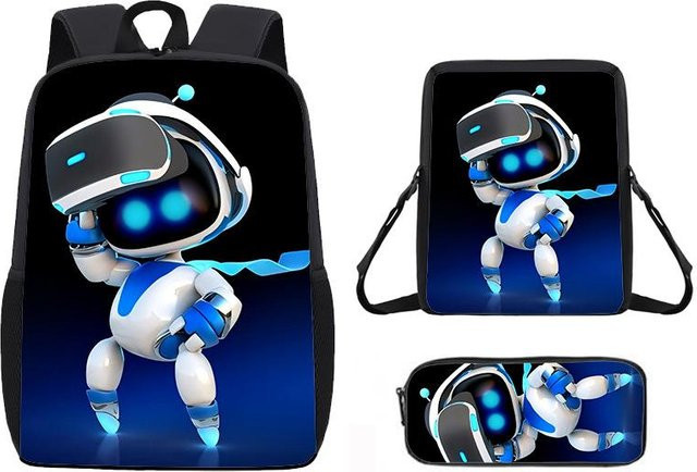 Schulranzen Astrobot Kosmischer Roboter Kinder Rucksack mit Federmäppchen in Blau - Bild 1