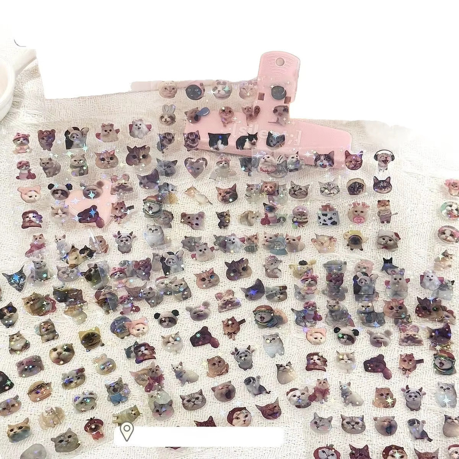 Bandai Cartoon-Katzen-Aufkleber, 10-teiliges Set, bunt, transparent - Bild 3