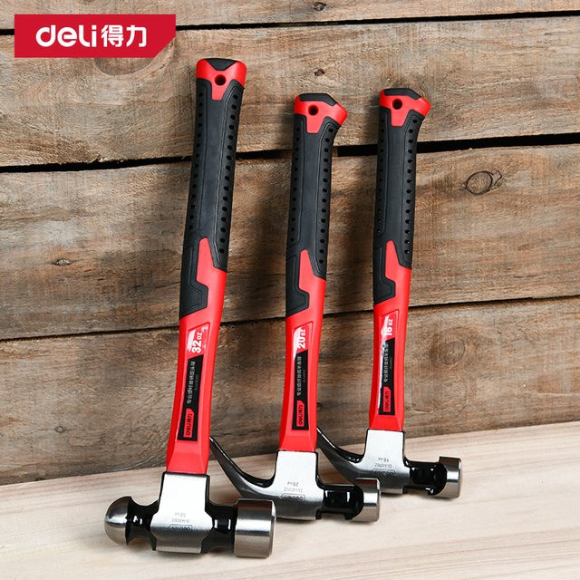 Deli Profi Nagelhammer mit faserabsorbierendem Griff und Rundkopf für die Holzbearbeitung - Bild 1