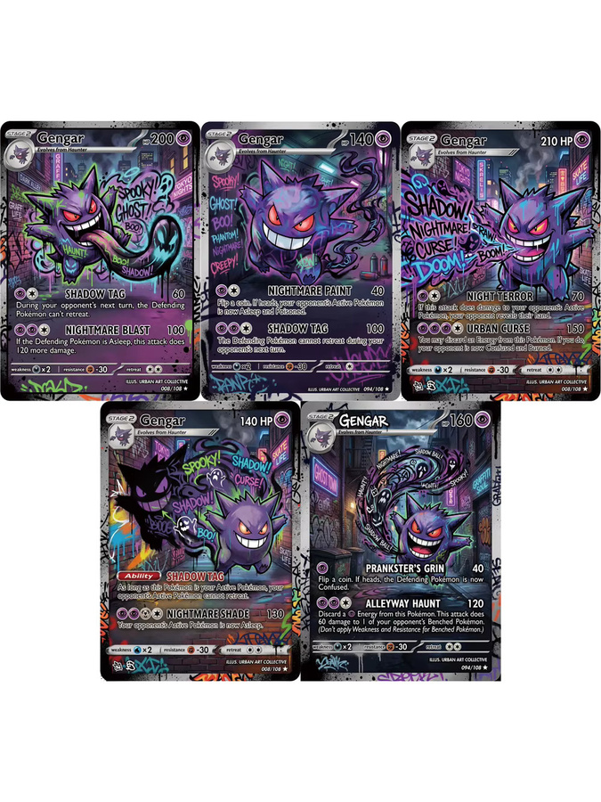 Potdemiel Pokémon Gengar Street Graffiti Style Anime-Sammelkarten, 5-teiliges Set - Bild 3
