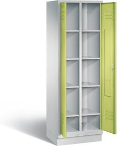 C+P Wäsche-Spind Classic mit Schloss und Regalen, Farbe: Front Viridingrün, Korpus Lichtgrau, H x B x T: 180 x 61 x 50 cm - Bild 1