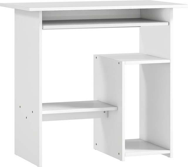 HOMCOM Computertisch in Weiß mit Tastaturablage und offenen Fächern für dein Home Office oder Schlafzimmer, B/T: 80 x 45 cm - Bild 1