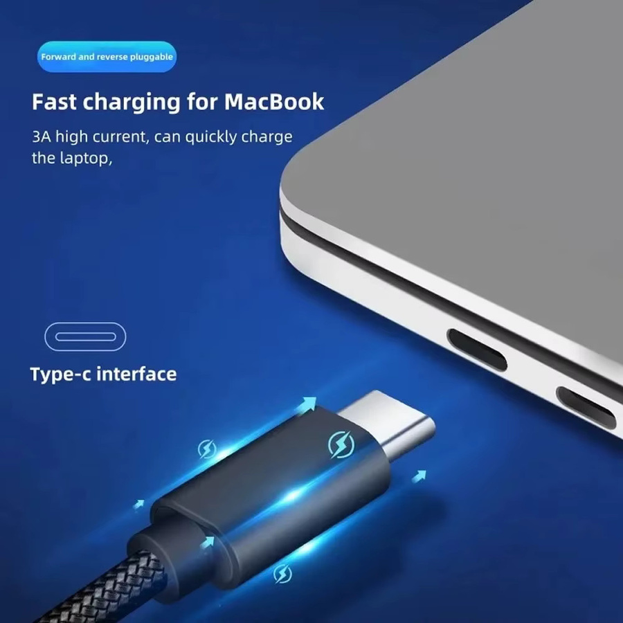 PD 65 W USB C auf USB C Schnellladekabel mit Netzschalter in Schwarz für Laptop und Smartphone - Bild 4
