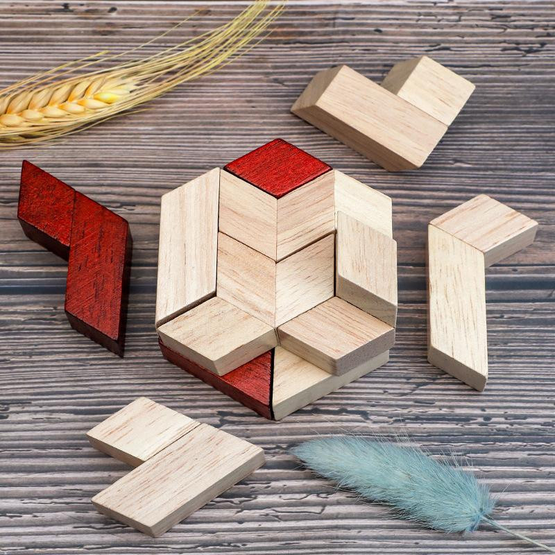 Luban Holz Sechseck 3D Puzzle, Lernspielzeug, ab 14 Jahre - Bild 2