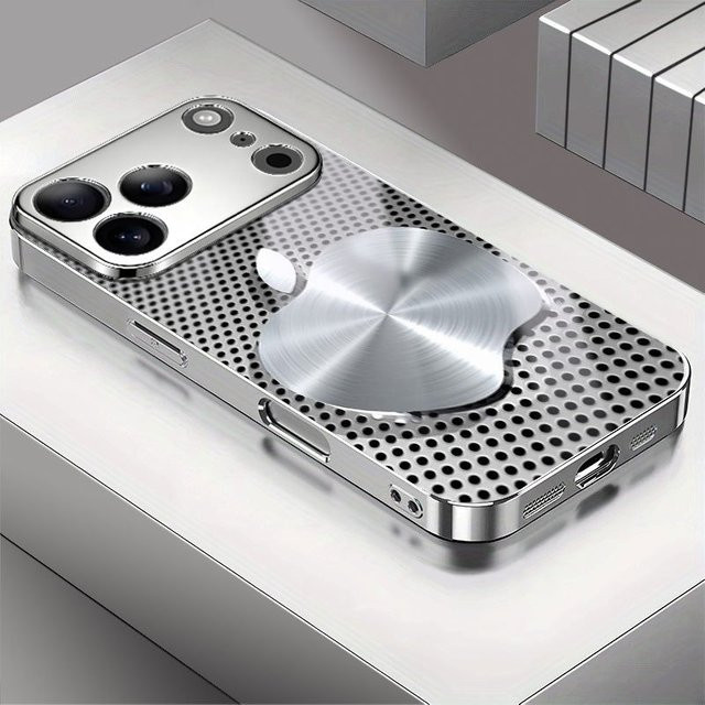Galvanisierte Glas-Handyhülle mit Metallgeflecht für Apple iPhone 17, 16, 15, 14, 13, 12, 11 Pro Max Plus in Silber - Bild 1