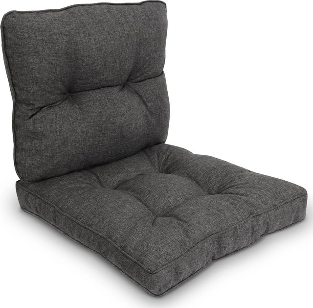 Beautissu Outdoor Loungekissen Beauflair Graphitgrau, wetterfest und wasserabweisend, Set mit Maßen: 60 x 40 cm und 60 x 60 cm - Bild 1