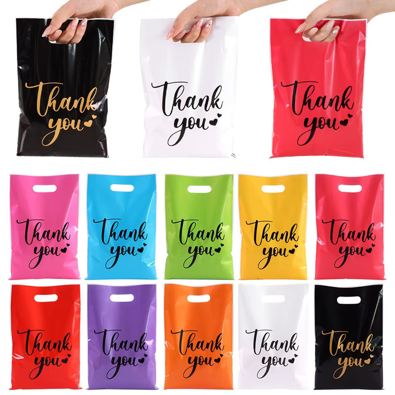 Dankeschön-Geschenktüten aus Kunststoff in Mehrfarben für Süßigkeiten, Kekse und Partygeschenke bei Hochzeiten oder Geburtstagen - Bild 2