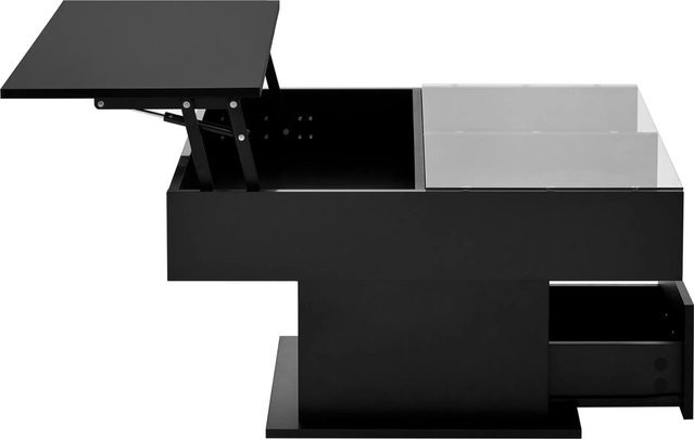 okwish Couchtisch mit LED und höhenverstellbarer Lift-up-Funktion in Schwarz, B/T/H: 78 x 78 x 45,5 cm - Bild 1