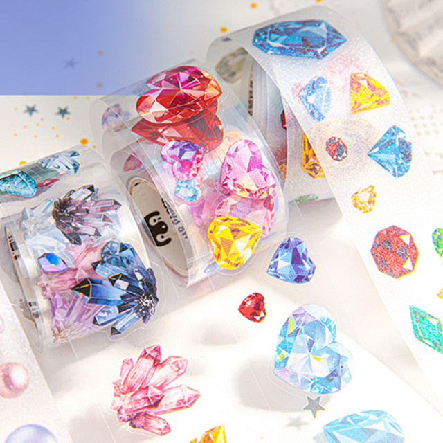 Mr. Paper Gems PET-Klebeband Set mit 4 Rollen, glitzerndes Washi Tape in Multicolour für dein DIY-Journal und Collagen - Bild 1