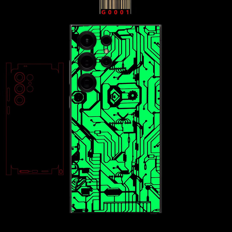 Leuchtender Rückseitenaufkleber für Samsung Galaxy S26 S25 S24 S23 S22 Ultra in Grün - Bild 1