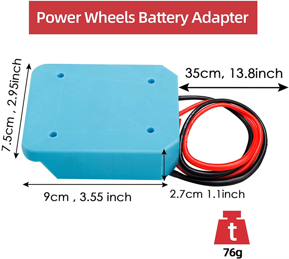 Makita DIY-Adapter Power-Wheel-Batteriekonverter für 18 V Li-Ionen-Akkus BL1830 in Blau mit 14 AWG-Kabel für RC-Autos, Robotik und RC-Trucks - Bild 3