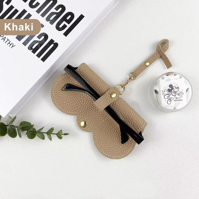 XYNN Brillenetui Litschi-Prägung, PU-Leder, beige - Bild 1