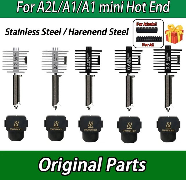 Bambu Lab Original Hotend-Kit A2L für A1 und A1 Mini aus gehärtetem Stahl mit Düsenoptionen 0,2 mm, 0,4 mm, 0,6 mm und 0,8 mm - Bild 1