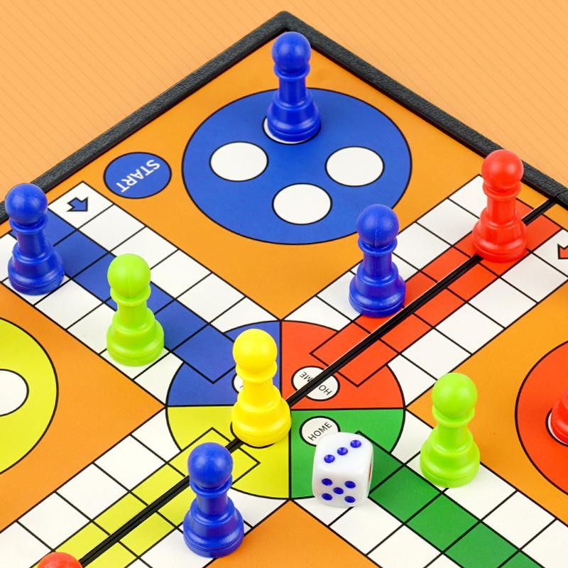 UYAOZHISHANG Ludo Schach Backgammon Spielset Brettspiel faltbar bunt - Bild 4