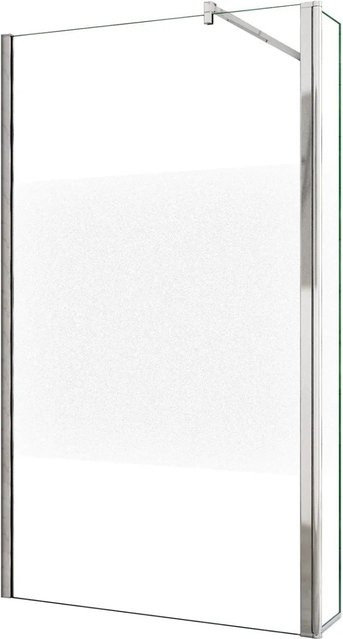 AICA Walk In Duschkabine mit Flipper Panel aus ESG Glas mit Milchglasstreifen und Nano-Beschichtung, B/H: 110 x 200 cm (Duschwand 70 x 200 cm + Flipper Panel 40 x 200 cm) - Bild 1