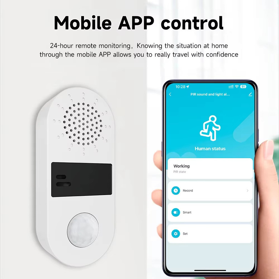 Tuya Smart Home WLAN PIR Bewegungsmelder mit Sound und Licht in Weiß - Bild 4