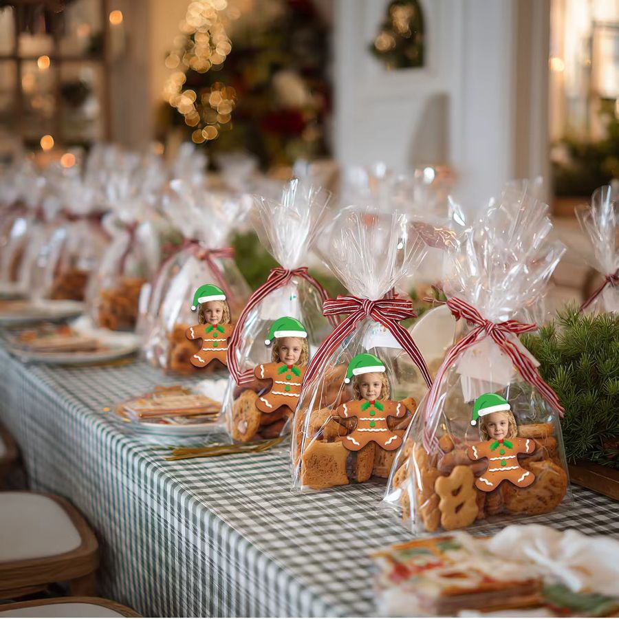 WEIGAO Weihnachtsaufkleber mit Gesichts-Lebkuchenmann-Design und Weihnachtsmütze für deine Weihnachtsdekoration - Bild 2