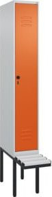 C+P Spind Classic PLUS Garderobenschrank mit Sitzbank, 1 Abteil, Lichtgrau, B/T/H: 212,0 x 30,0 x 81,5 cm - Bild 1