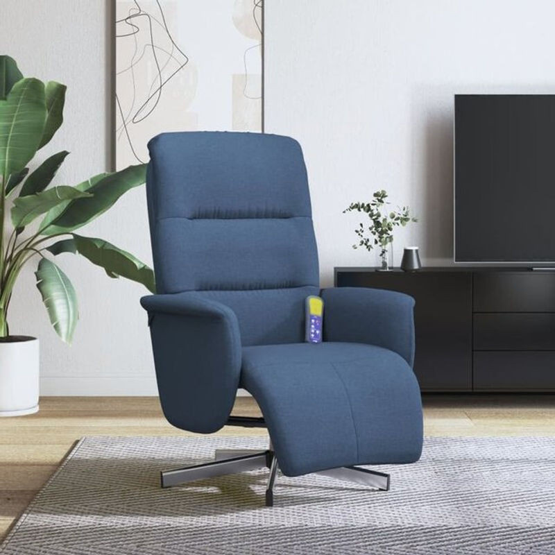 Vidaxl Relaxsessel Massagesessel mit Fußteil aus blauem Polyester-Stoff in modernem Design - Bild 1