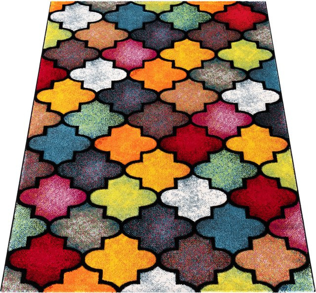 Moderner Samara Teppich in Mehrfarbig mit Hoch-Tief-Effekt, B/T: 60 x 110 cm - Bild 1
