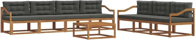 vidaXL Outdoor-Sofagarnitur 8-teilig aus Akazienholz mit Kissen in Anthrazit und Natur - Bild 1