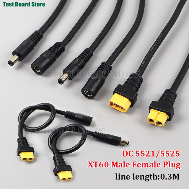XT60 auf DC 5,5x2,1mm/5,5x2,5mm Stromkabel Akku-Ladeadapter, Schwarz, 15A - Bild 1